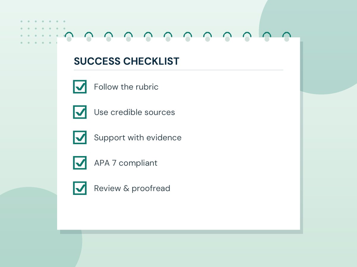 Nursing student success checklist with items checked off